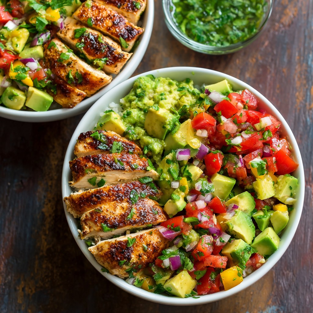 Grilled Chicken Avocado Salsa Bowls, Grilled chicken avocado salsa bowls healthy, Grilled chicken with avocado salsa, Grilled cilantro lime chicken with avocado salsa, Easy chicken and avocado recipes, Chicken avocado rice bowl